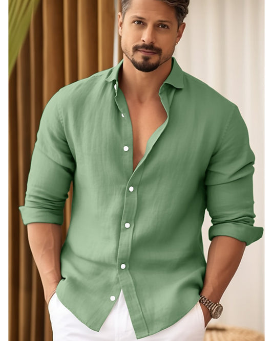Trendy Light Green Colored Cotton Shirt